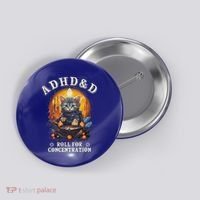 Adhd&D Roll For Concentration Cat Role Playing Game Button thumb 0