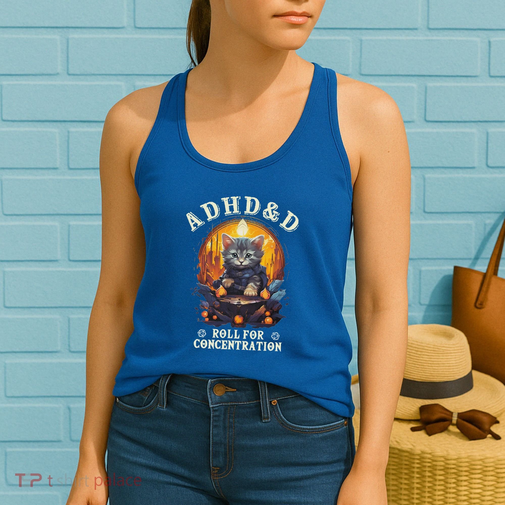 Adhd&D Roll For Concentration Cat Role Playing Game Women's Tank Top