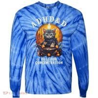 Adhd&D Roll For Concentration Cat Role Playing Game Tie-Dye Long Sleeve Shirt thumb 0