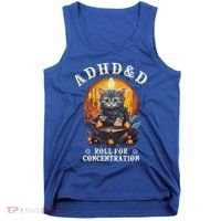 Adhd&D Roll For Concentration Cat Role Playing Game Tank Top thumb 0