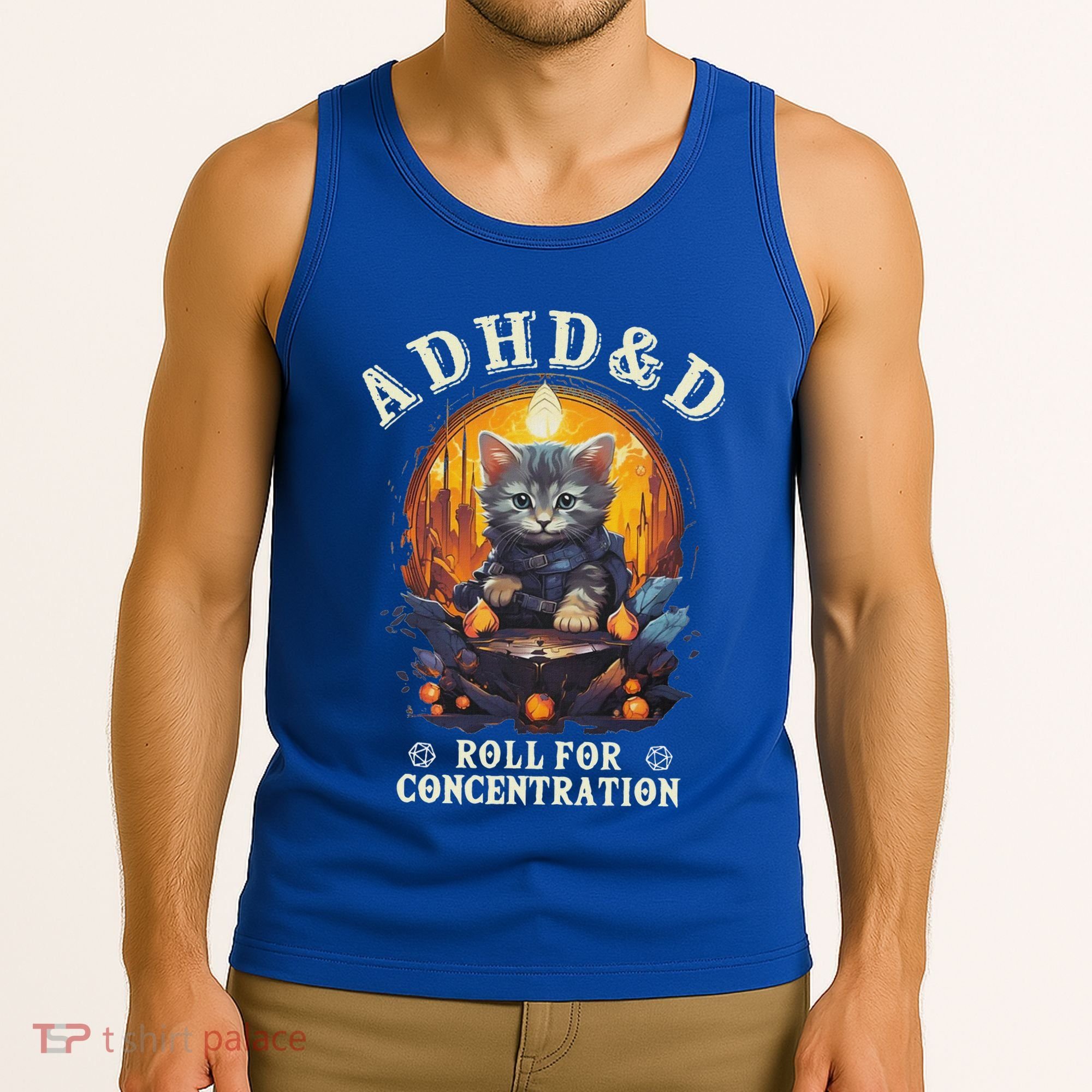 Adhd&D Roll For Concentration Cat Role Playing Game Tank Top