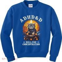 Adhd&D Roll For Concentration Cat Role Playing Game Kids Sweatshirt thumb 0