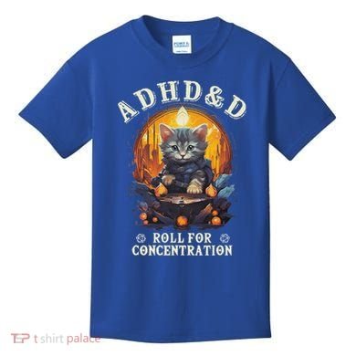 Adhd&D Roll For Concentration Cat Role Playing Game Kids T-Shirt