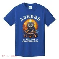 Adhd&D Roll For Concentration Cat Role Playing Game Kids T-Shirt thumb 0