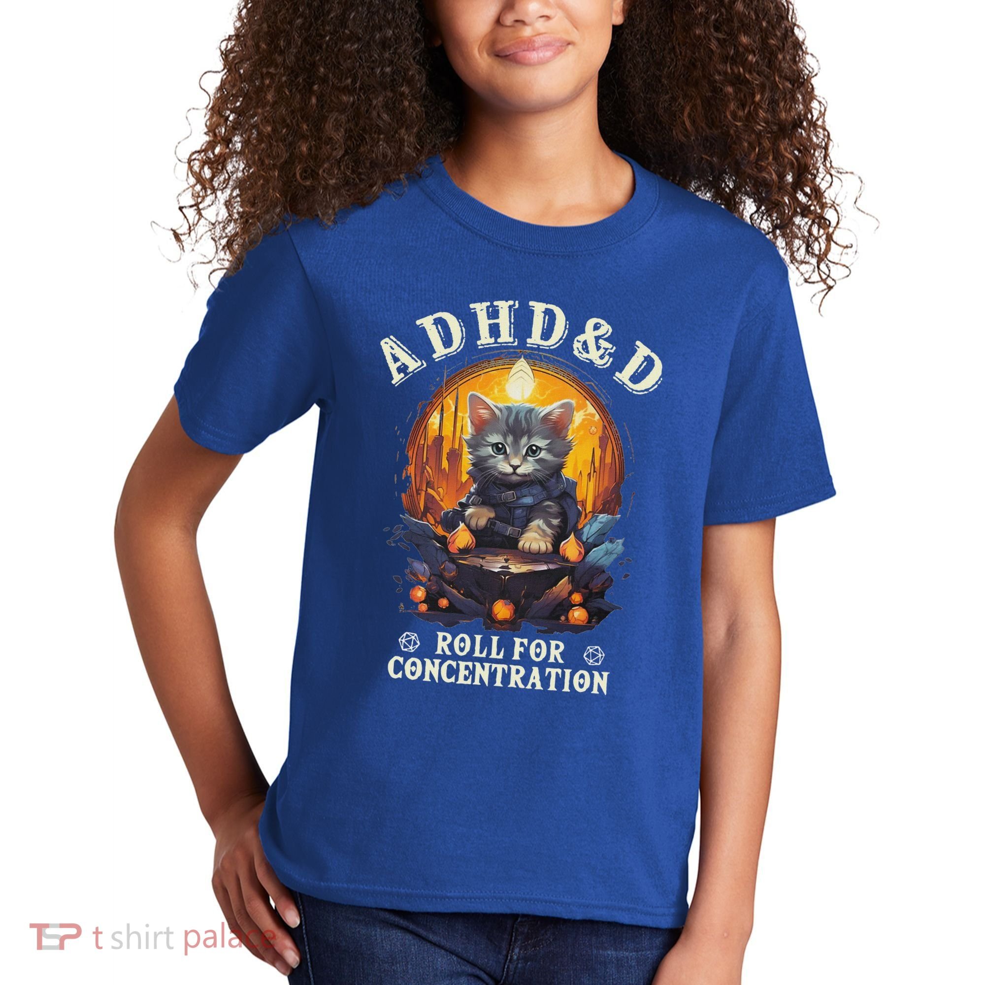 Adhd&D Roll For Concentration Cat Role Playing Game Kids T-Shirt