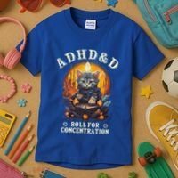 Adhd&D Roll For Concentration Cat Role Playing Game Kids T-Shirt thumb 3