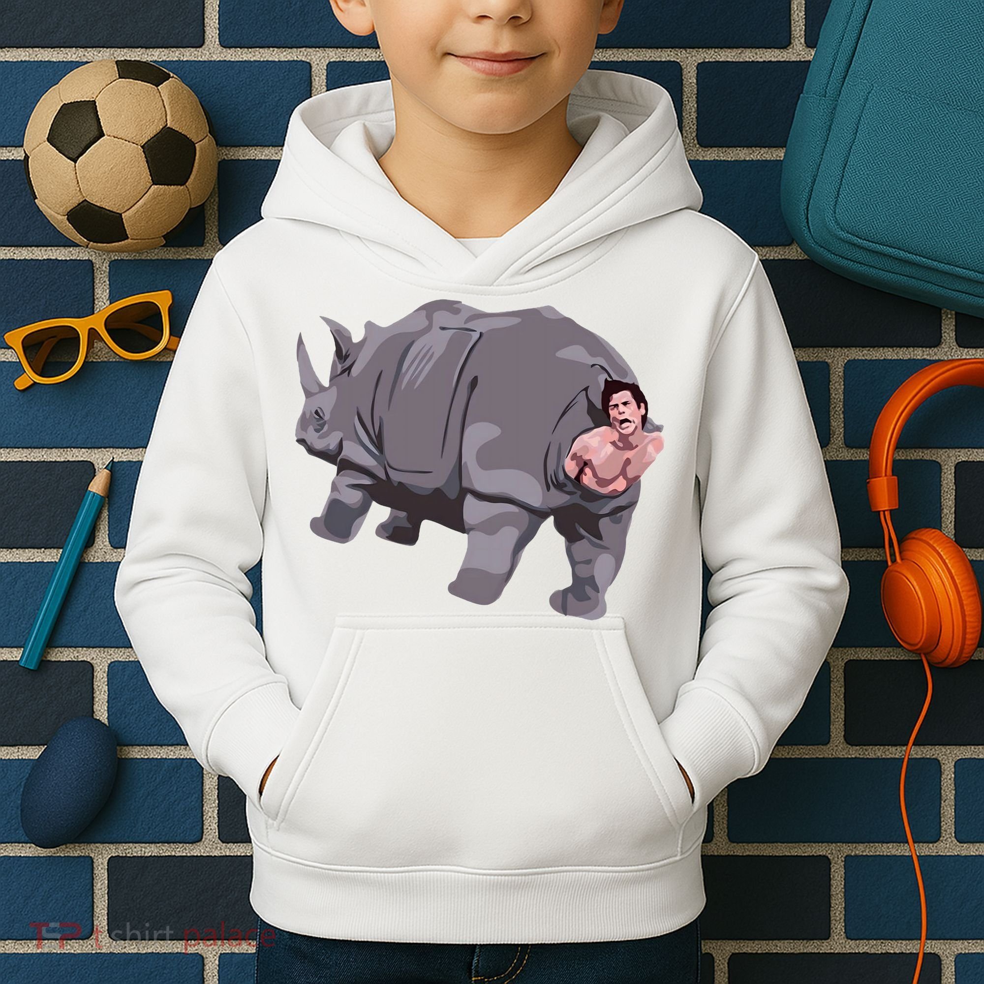 Ace Rhino Funny Humor Kids Hoodie