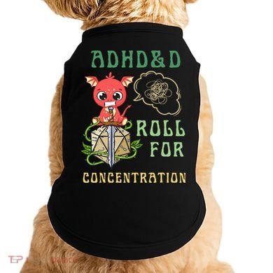 Adhd&D Roll For Concentration Funny Quote Gamer Apparel Doggie Tank