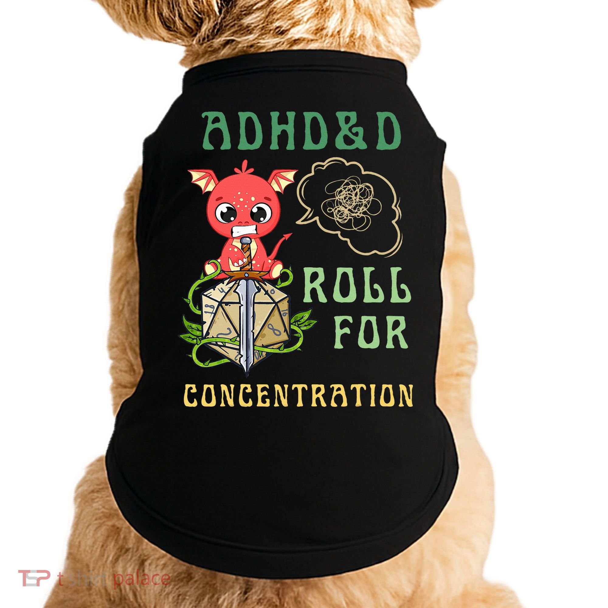 Adhd&D Roll For Concentration Funny Quote Gamer Apparel Doggie Tank