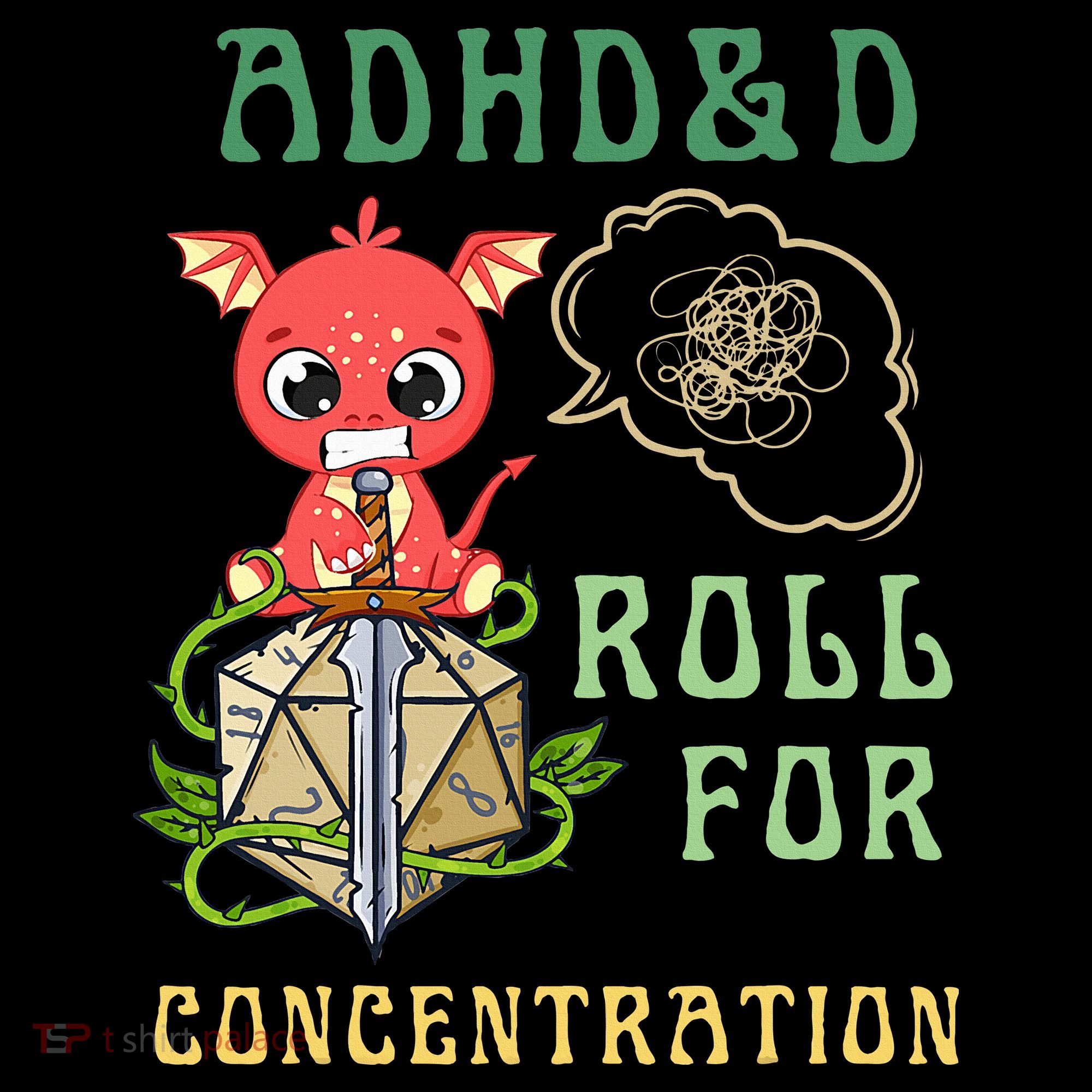 Adhd&D Roll For Concentration Funny Quote Gamer Apparel Apron