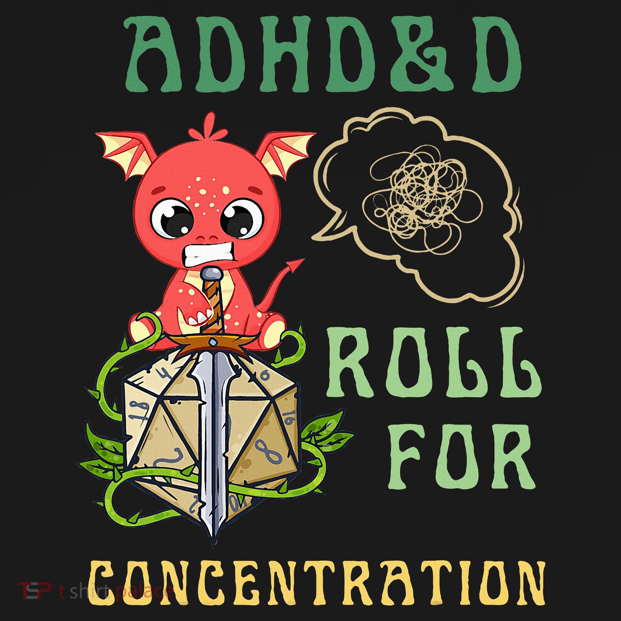 Adhd&D Roll For Concentration Funny Quote Gamer Apparel Button