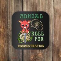 Adhd&D Roll For Concentration Funny Quote Gamer Apparel Coaster thumb 0