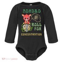 Adhd&D Roll For Concentration Funny Quote Gamer Apparel Baby Long Sleeve Bodysuit thumb 0