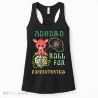 Adhd&D Roll For Concentration Funny Quote Gamer Apparel Women's Tank Top thumb 0