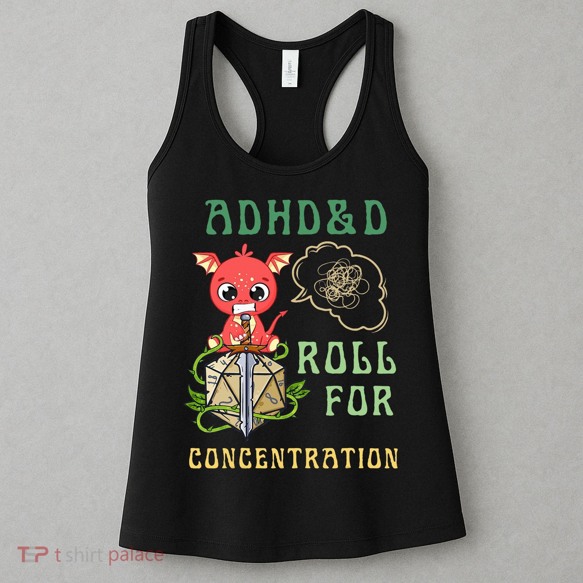 Adhd&D Roll For Concentration Funny Quote Gamer Apparel Women's Tank Top