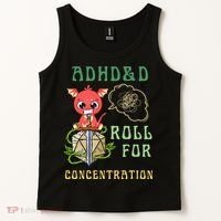 Adhd&D Roll For Concentration Funny Quote Gamer Apparel Tank Top thumb 2