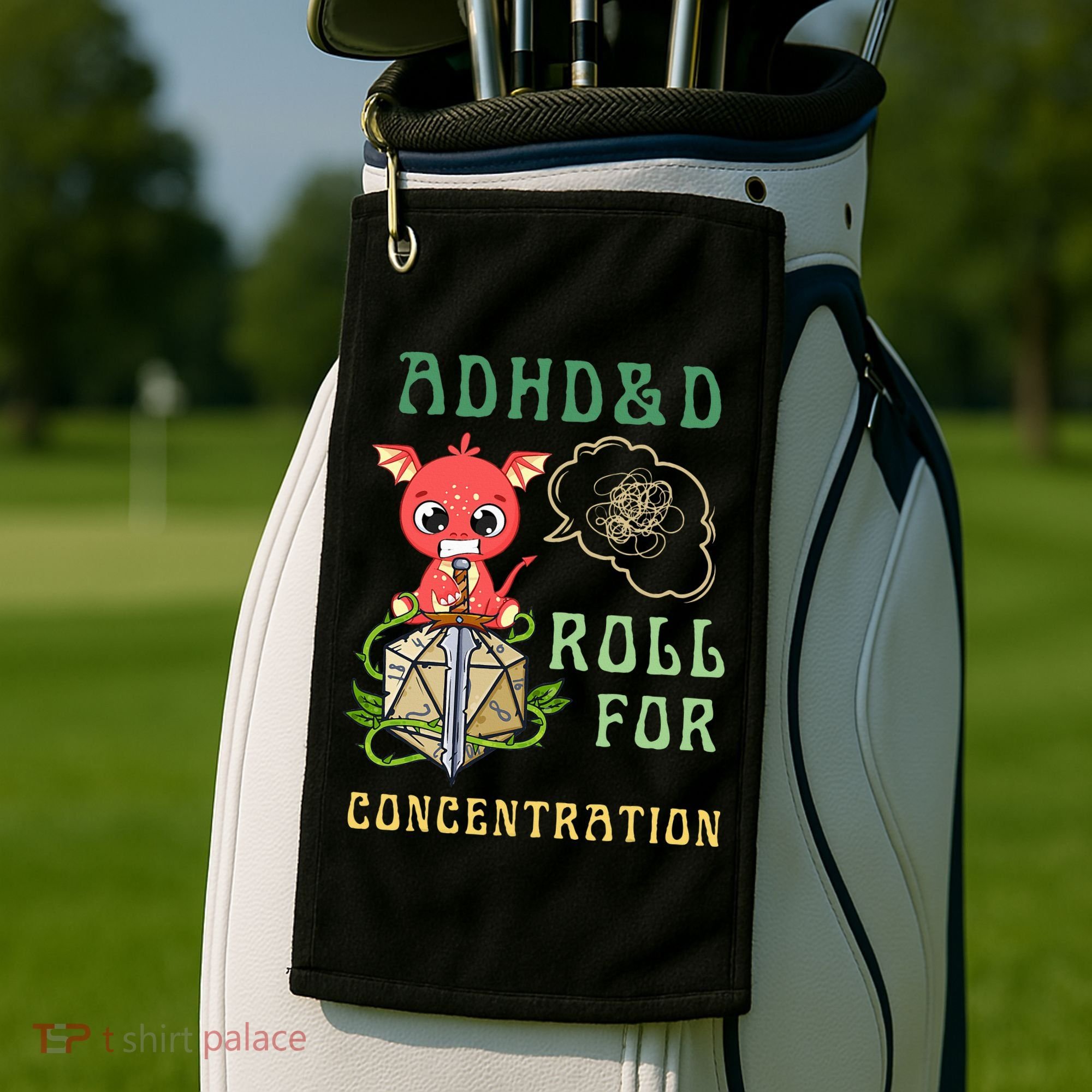 Adhd&D Roll For Concentration Funny Quote Gamer Apparel Golf Towel
