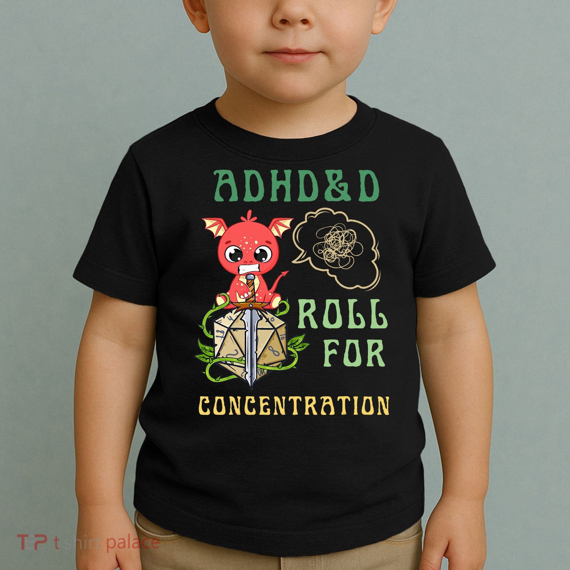 Adhd&D Roll For Concentration Funny Quote Gamer Apparel Toddler T-Shirt