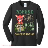 Adhd&D Roll For Concentration Funny Quote Gamer Apparel Kids Long Sleeve Shirt thumb 0