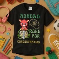 Adhd&D Roll For Concentration Funny Quote Gamer Apparel Kids T-Shirt thumb 3