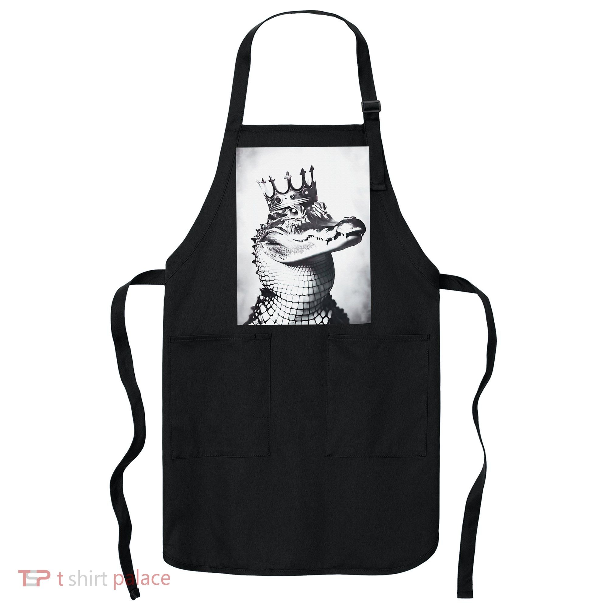 Alligator Royal Gator King  Crowned Crocodile Art Alligator Gift Apron