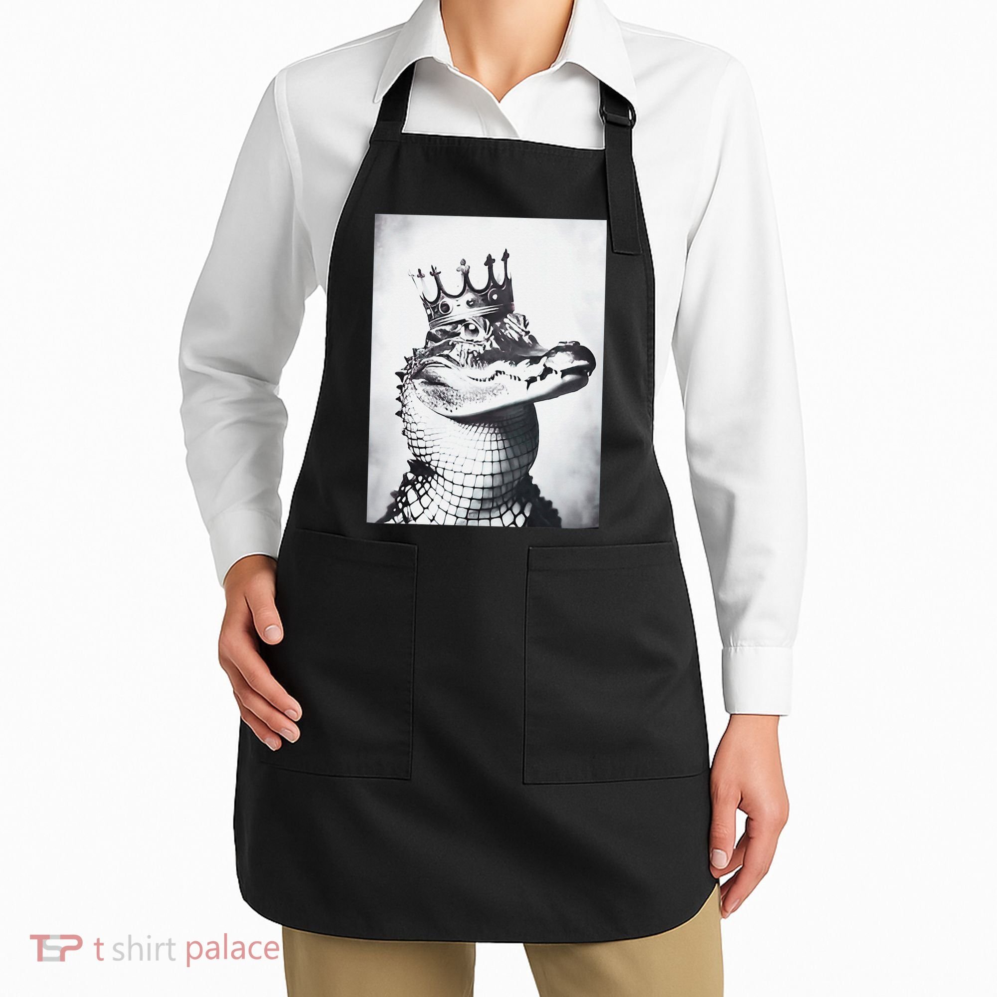 Alligator Royal Gator King  Crowned Crocodile Art Alligator Gift Apron