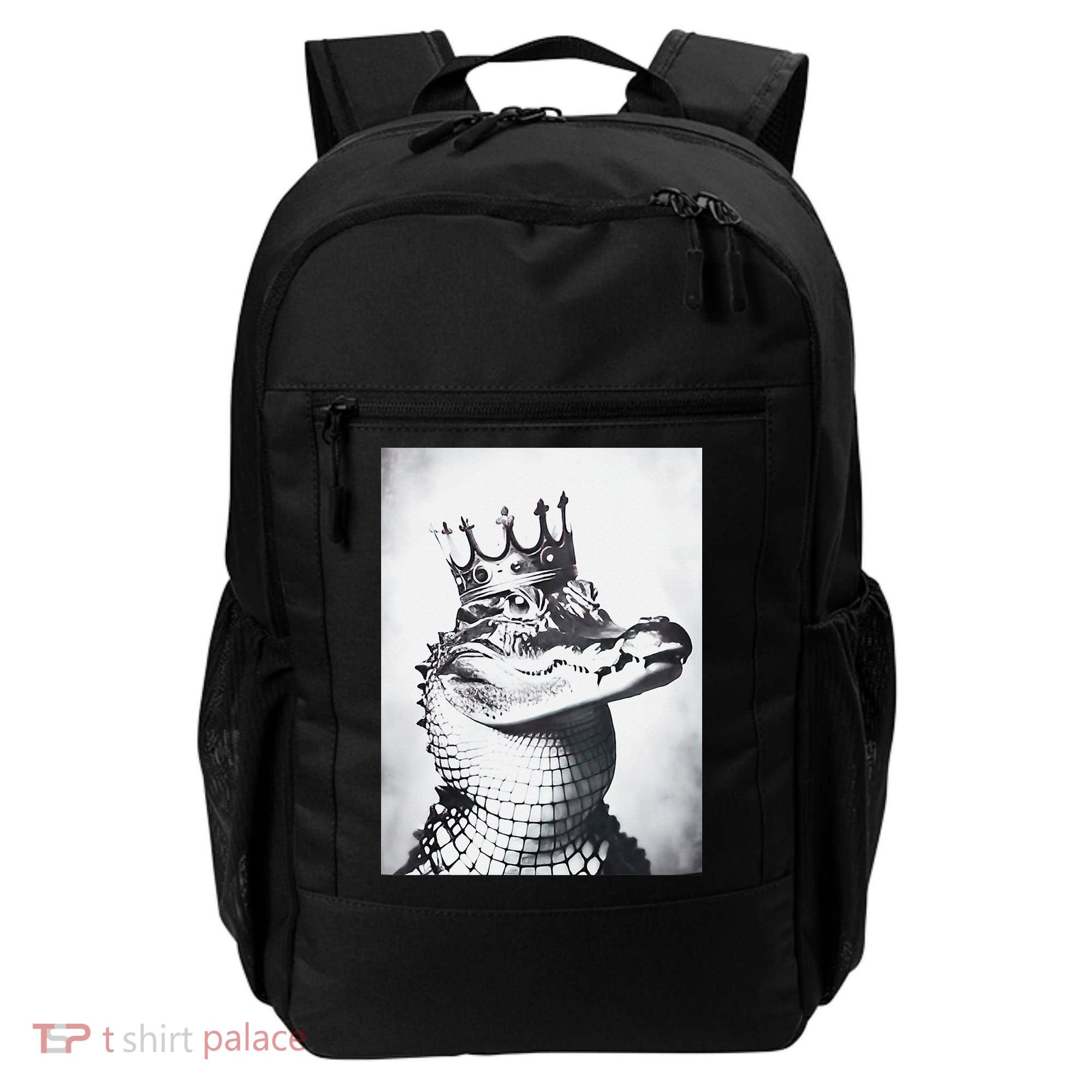 Alligator Royal Gator King  Crowned Crocodile Art Alligator Gift Backpack