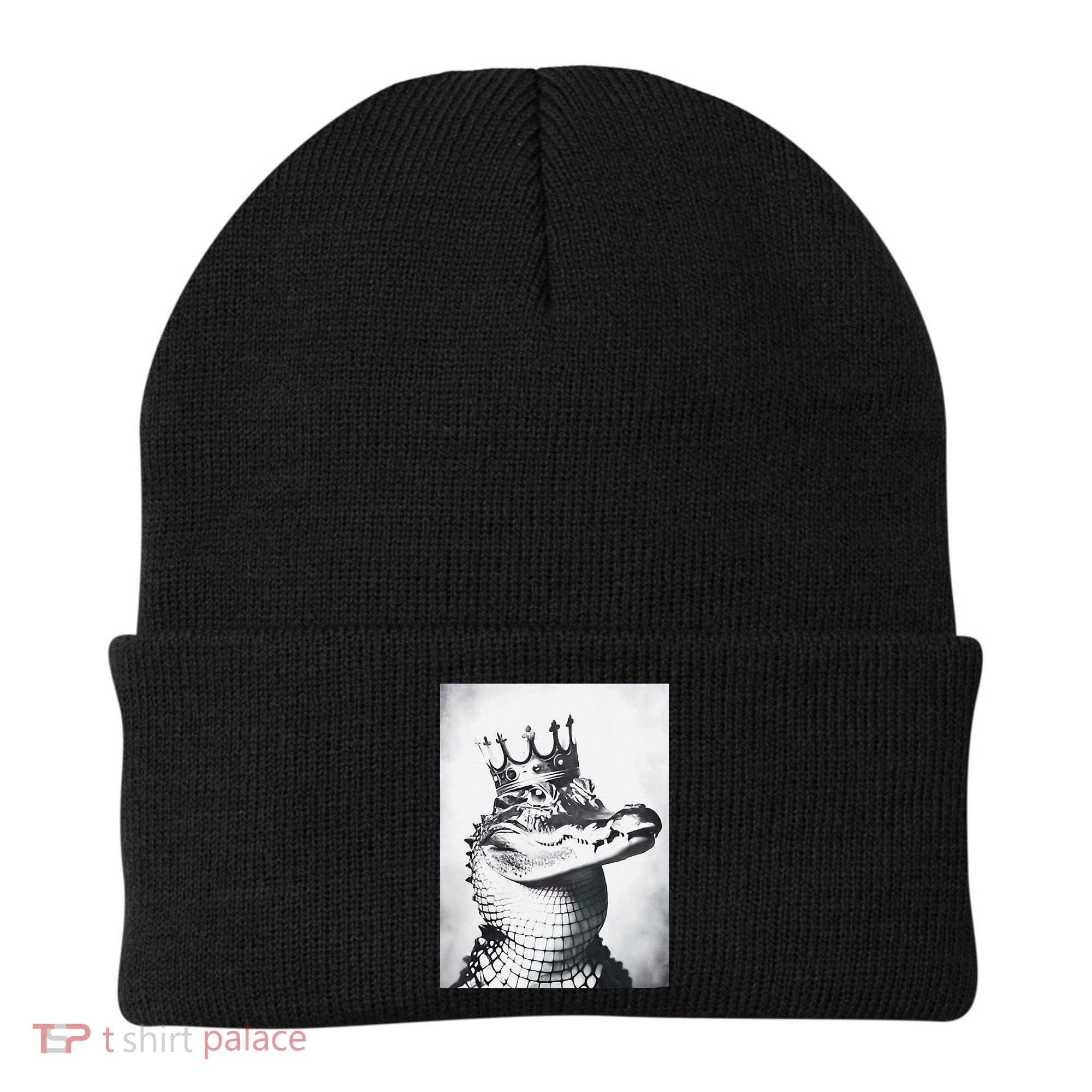 Alligator Royal Gator King  Crowned Crocodile Art Alligator Gift Beanie