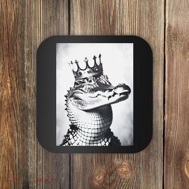 Alligator Royal Gator King  Crowned Crocodile Art Alligator Gift Coaster