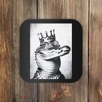 Alligator Royal Gator King  Crowned Crocodile Art Alligator Gift Coaster thumb 0