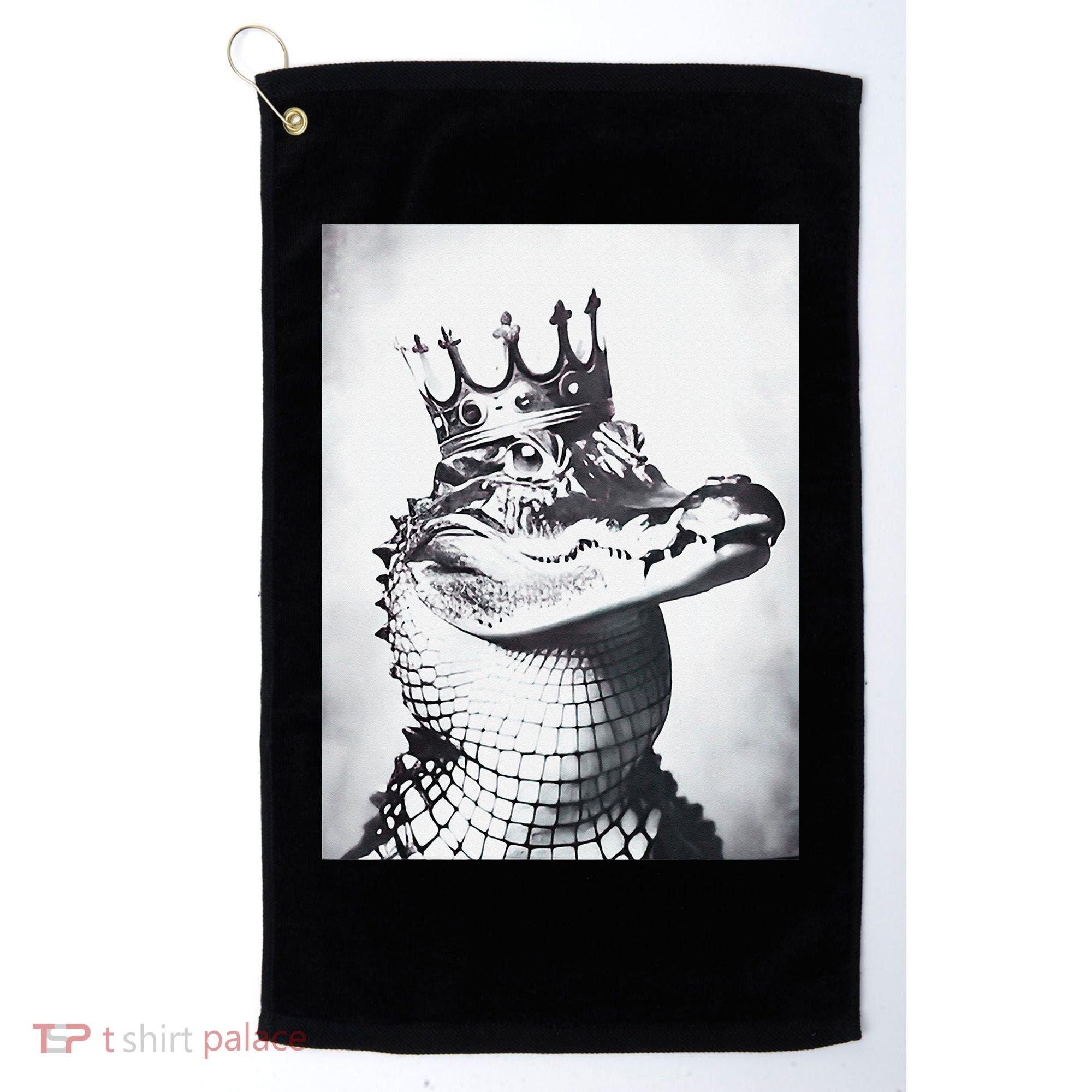 Alligator Royal Gator King  Crowned Crocodile Art Alligator Gift Golf Towel