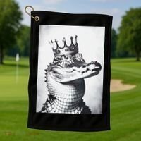 Alligator Royal Gator King  Crowned Crocodile Art Alligator Gift Golf Towel thumb 1