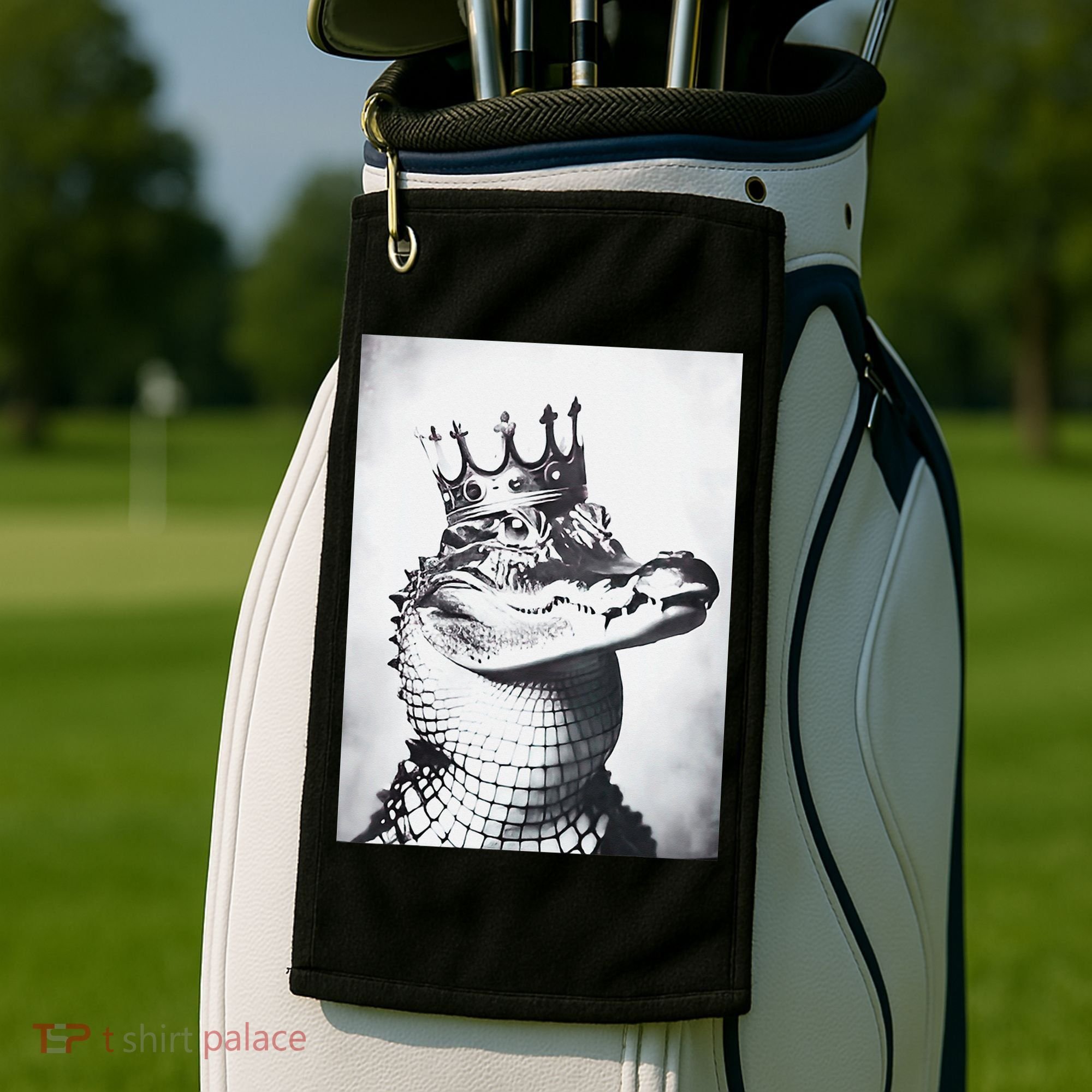 Alligator Royal Gator King  Crowned Crocodile Art Alligator Gift Golf Towel