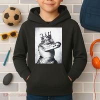 Alligator Royal Gator King  Crowned Crocodile Art Alligator Gift Kids Hoodie thumb 2