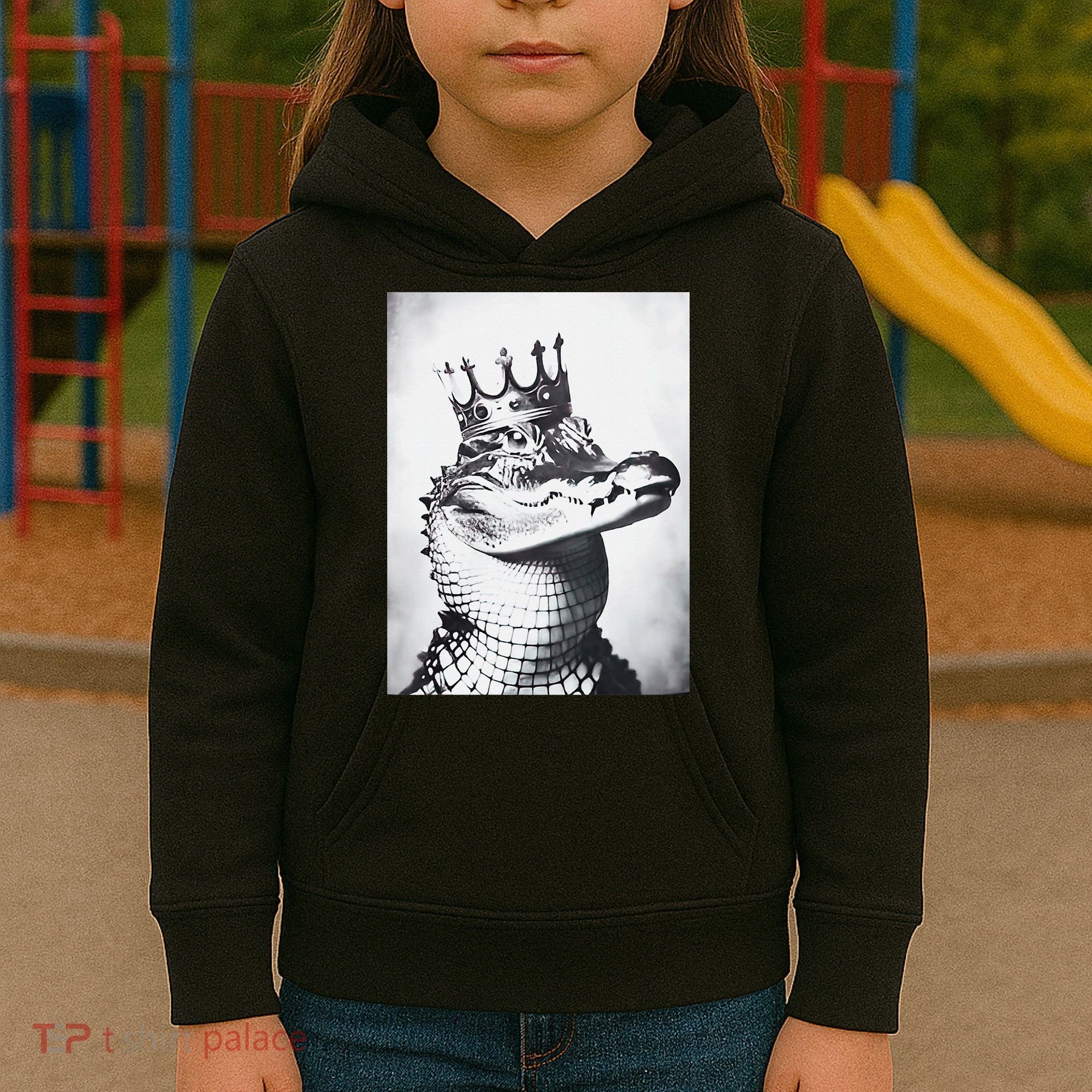 Alligator Royal Gator King  Crowned Crocodile Art Alligator Gift Kids Hoodie