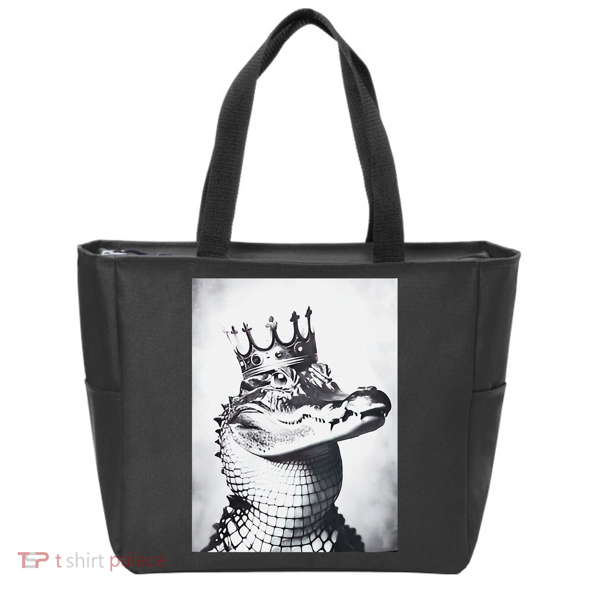 Alligator Royal Gator King  Crowned Crocodile Art Alligator Gift Tote Bag