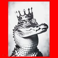 Alligator Royal Gator King  Crowned Crocodile Art Alligator Gift Santa Hat thumb 1