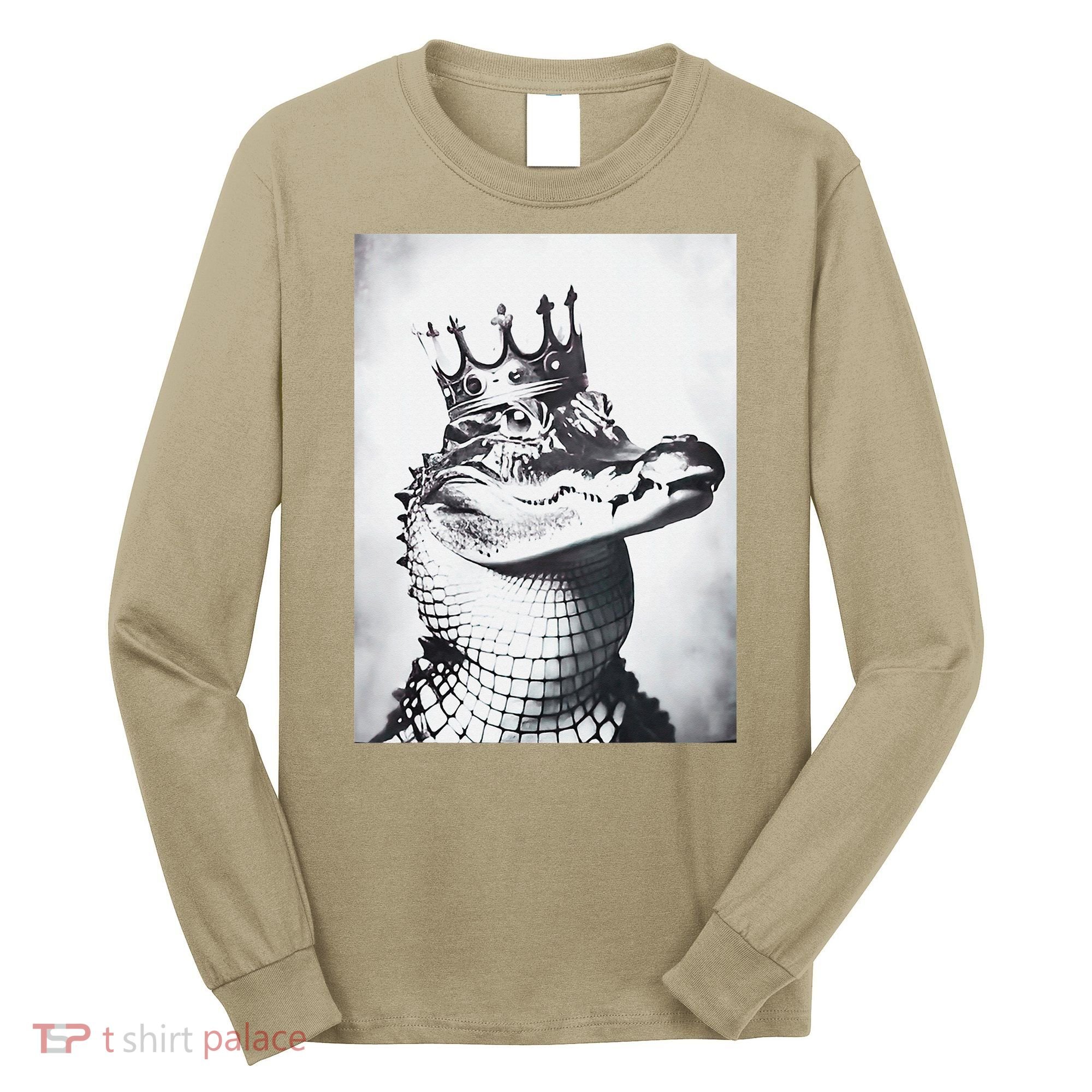 Alligator Royal Gator King  Crowned Crocodile Art Alligator Gift Long Sleeve Shirt