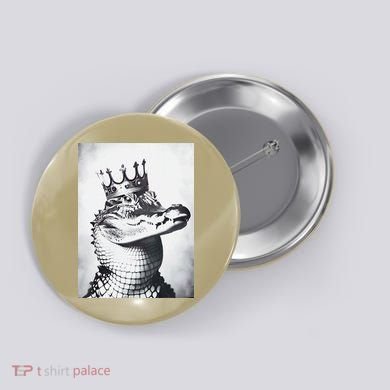 Alligator Royal Gator King  Crowned Crocodile Art Alligator Gift Button