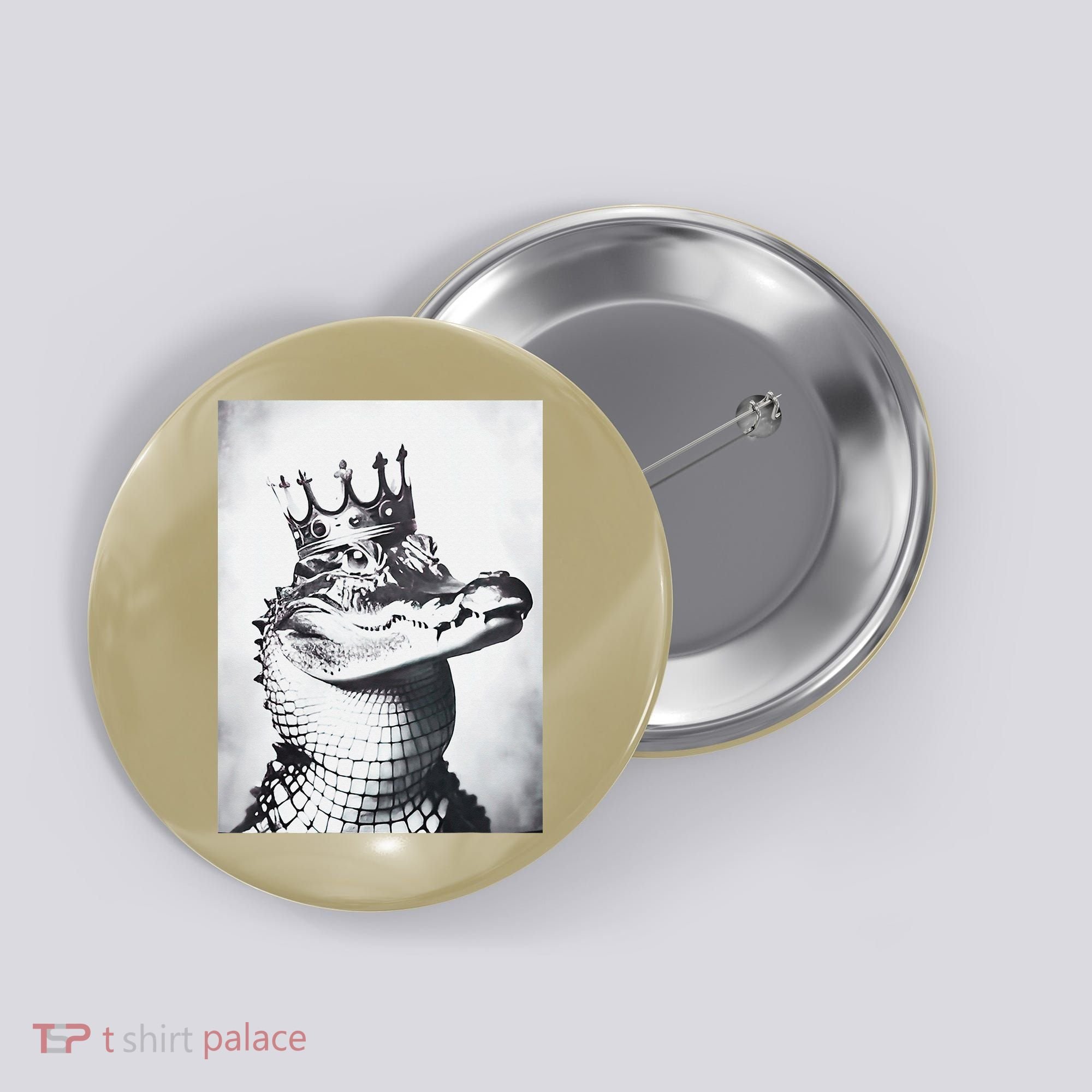 Alligator Royal Gator King  Crowned Crocodile Art Alligator Gift Button