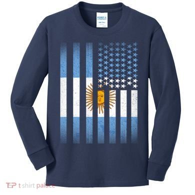 Argentina American Flag Kids Long Sleeve Shirt