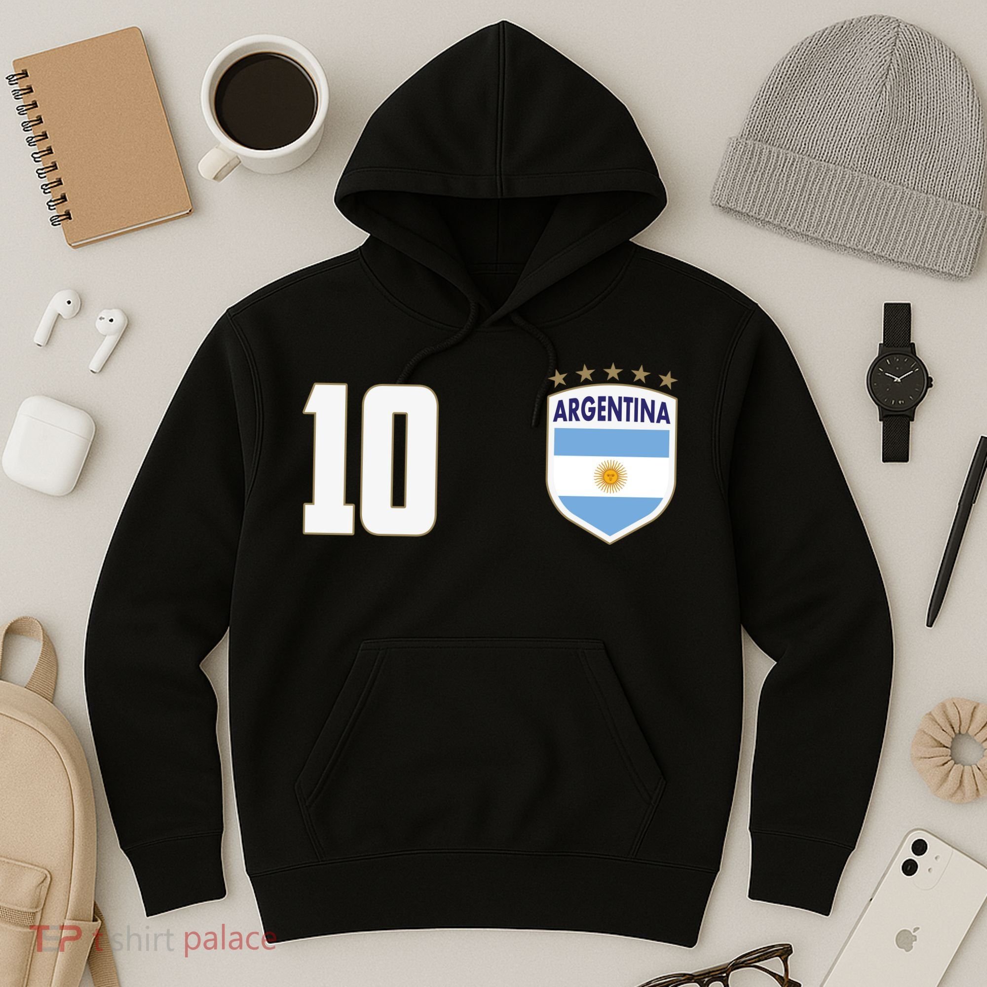 Argentina Flag Shield Logo Soccer World Cup Hoodie