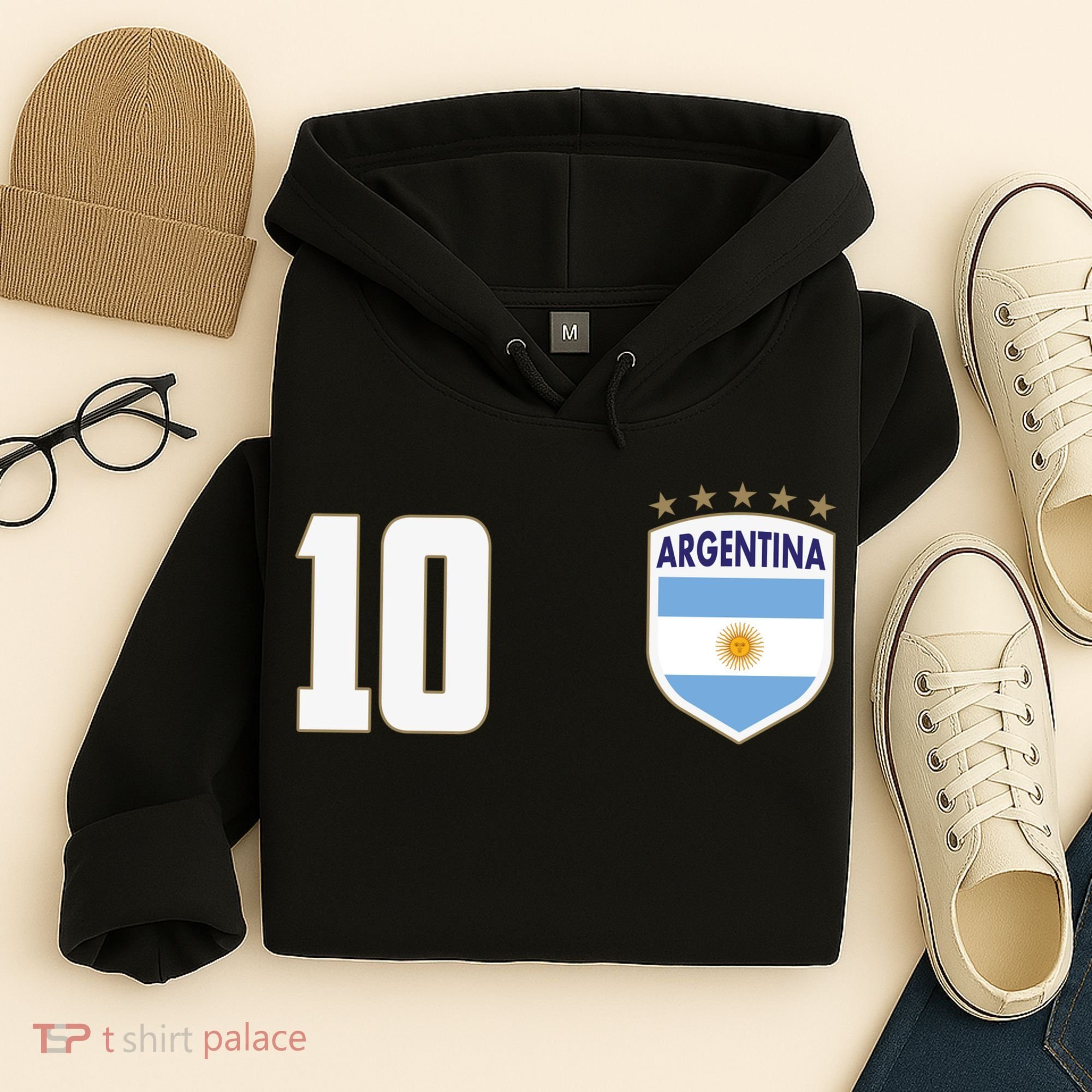 Argentina Flag Shield Logo Soccer World Cup Hoodie