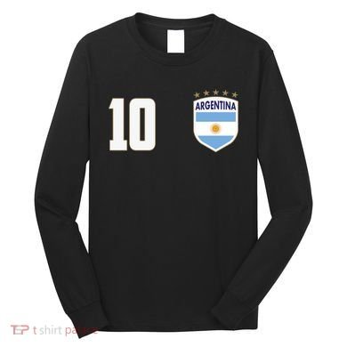 Argentina Flag Shield Logo Soccer World Cup Long Sleeve Shirt
