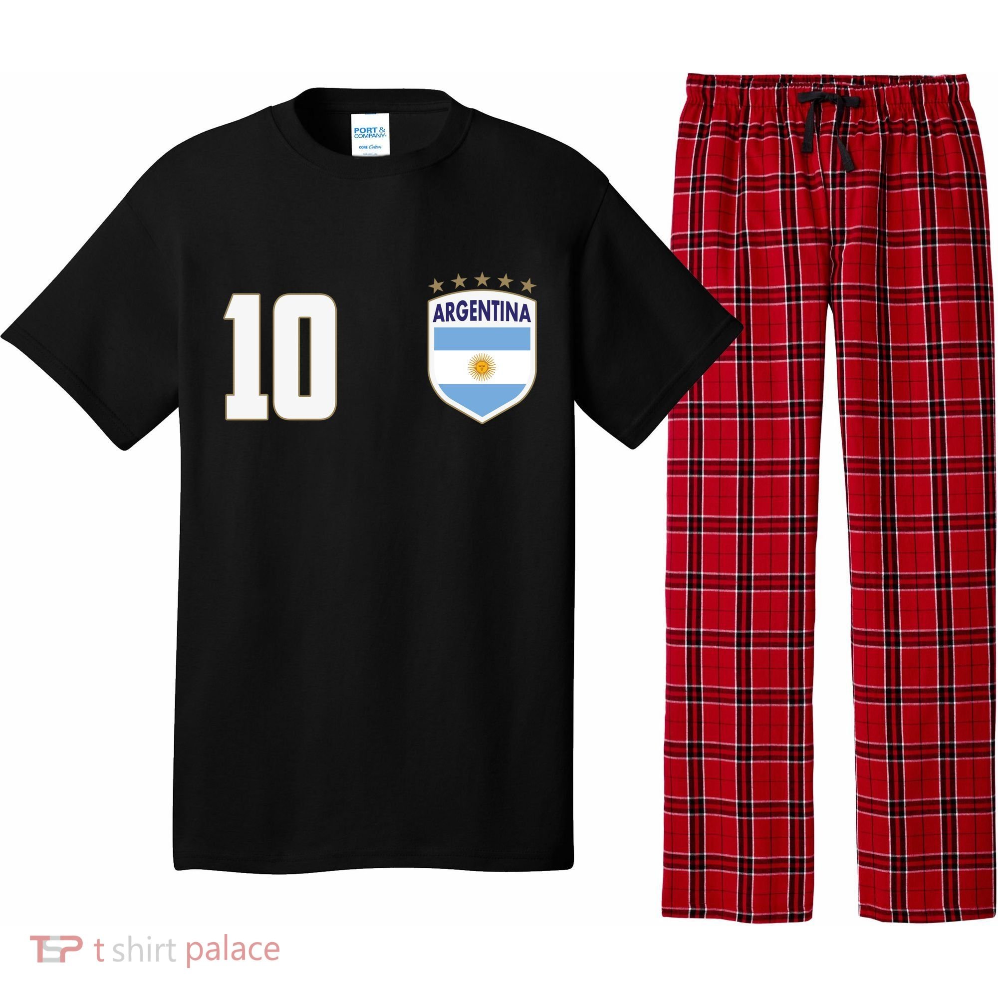 Argentina Flag Shield Logo Soccer World Cup Pajama Set