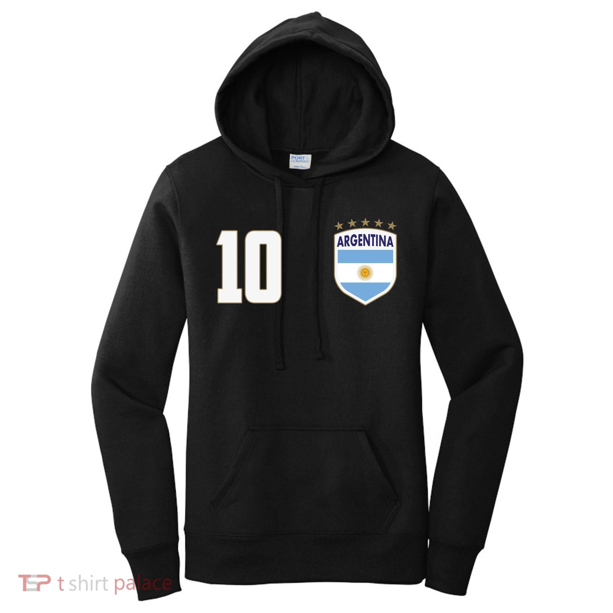 Argentina Flag Shield Logo Soccer World Cup Women's Hoodie