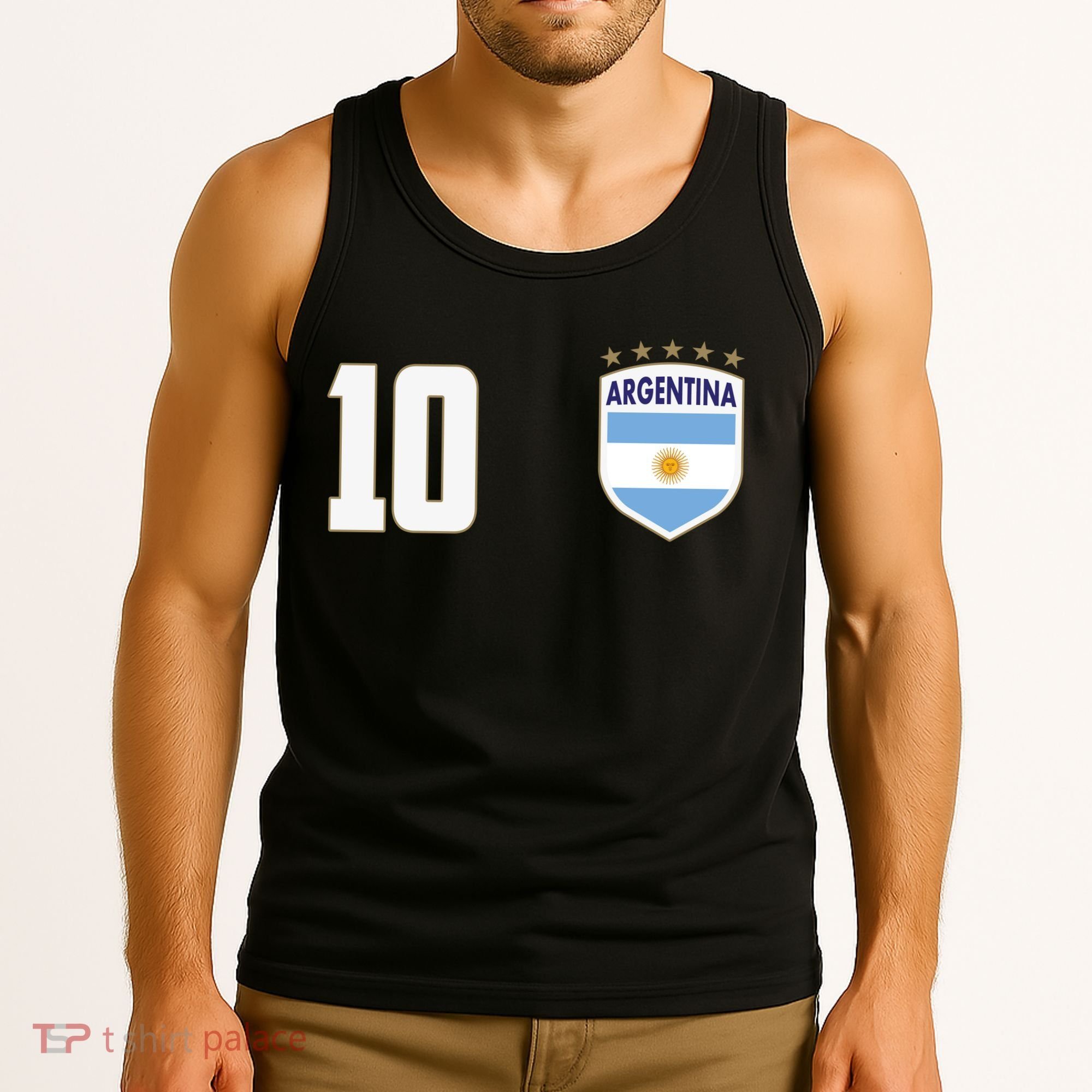 Argentina Flag Shield Logo Soccer World Cup Tank Top