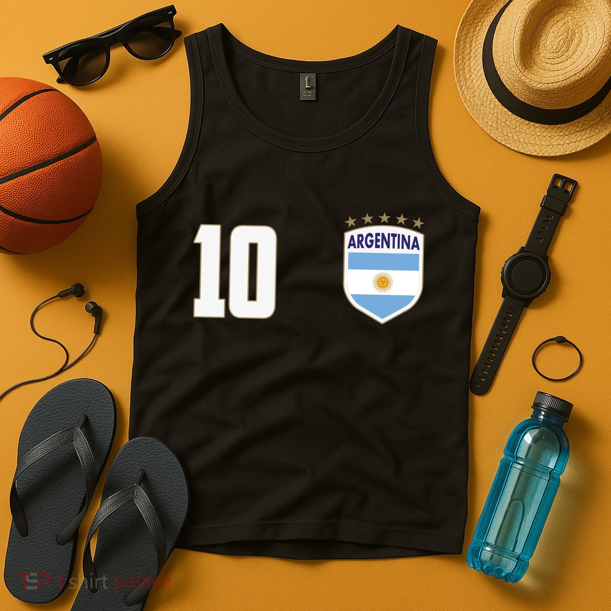 Argentina Flag Shield Logo Soccer World Cup Tank Top