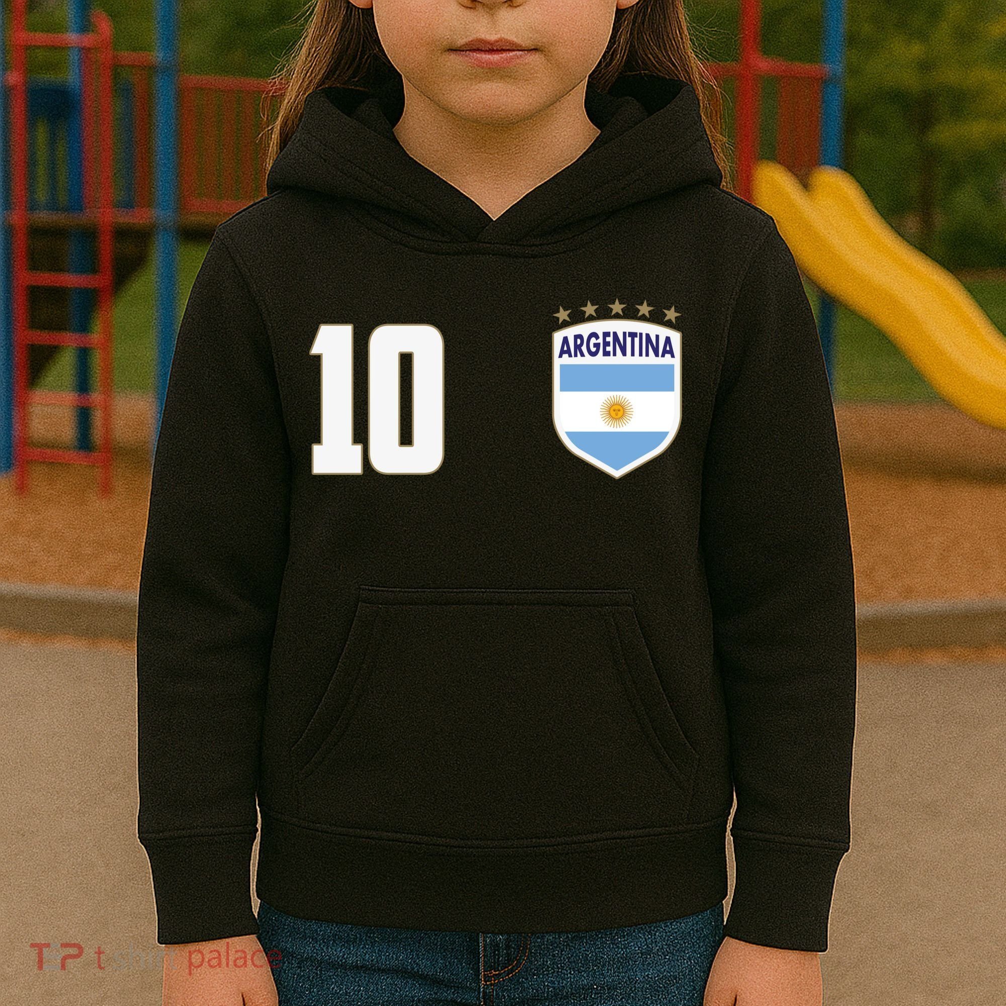 Argentina Flag Shield Logo Soccer World Cup Kids Hoodie