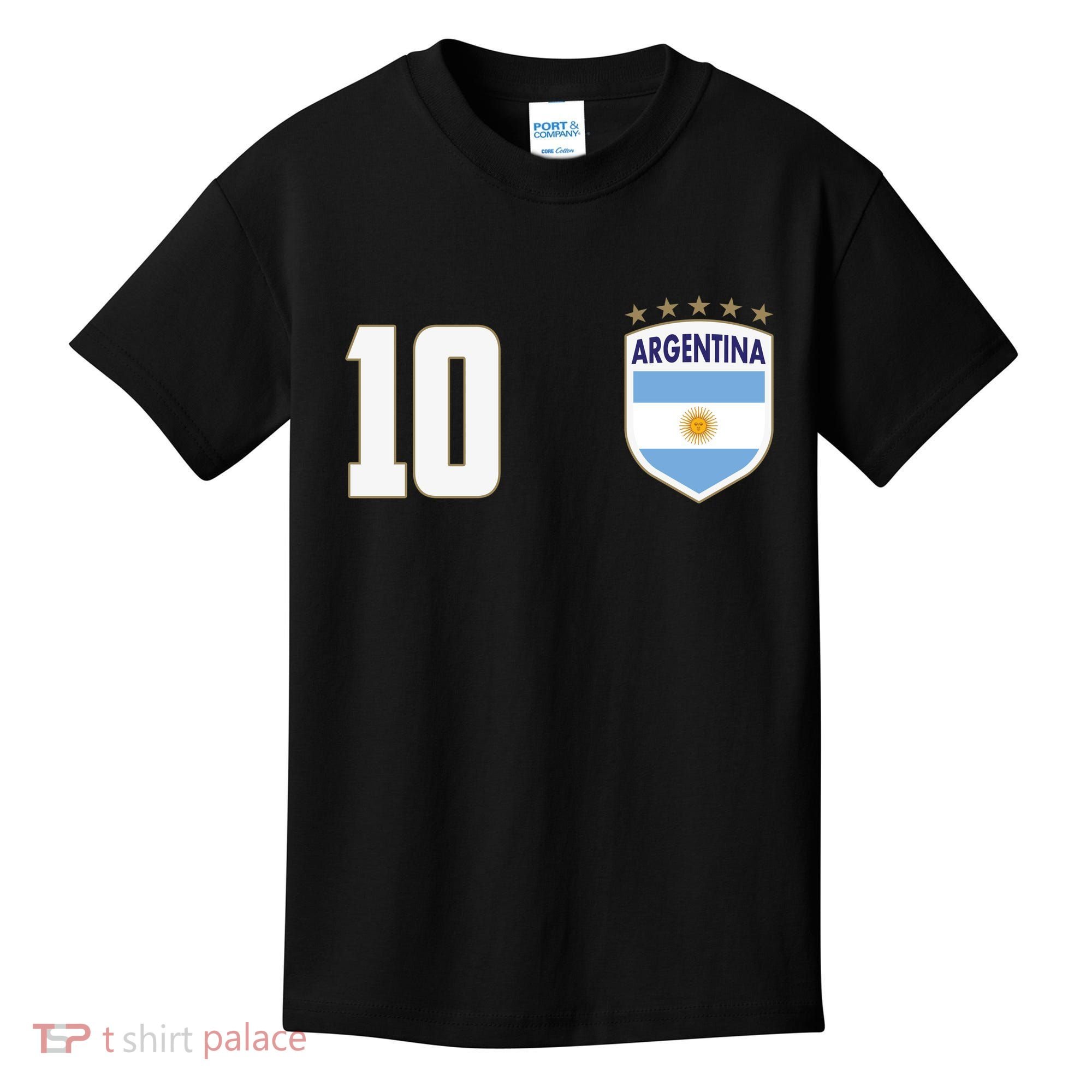 Argentina Flag Shield Logo Soccer World Cup Kids T-Shirt